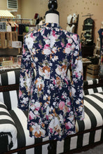 Navy Floral Mock Neck Dress