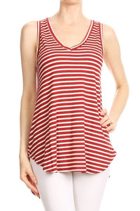 Wine Stripe V-Neck Tank