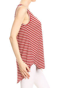 Wine Stripe V-Neck Tank