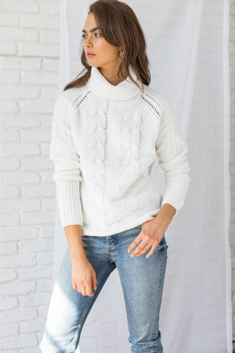 Ivory Chenille Cable Knit Sweater