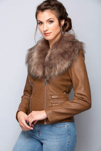 Camel Fur Leather Jacket