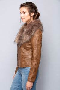 Camel Fur Leather Jacket