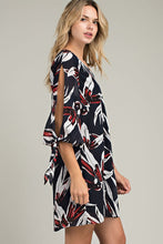 Navy Floral Knot Sleeve Dress