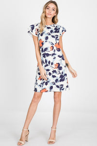 Navy Floral Shift Dress