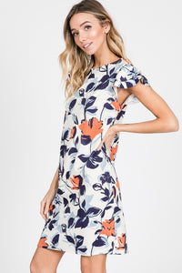 Navy Floral Shift Dress