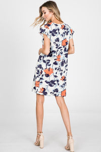 Navy Floral Shift Dress
