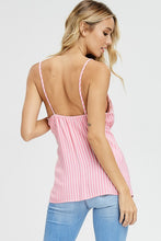 Coral Stripe Tie Tank