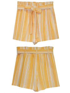 Mustard Stripe Paperbag Shorts