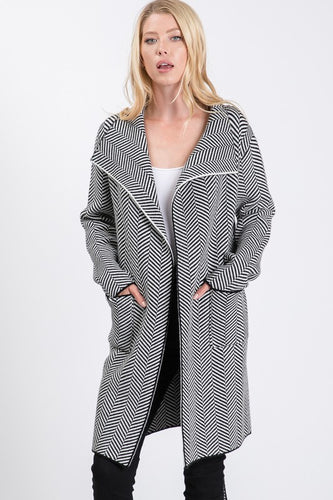 Black Herringbone Cardigan