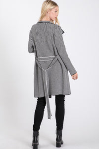 Black Herringbone Cardigan