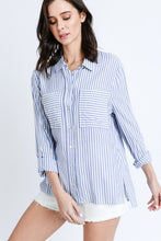 Blue Stripe Button Down Top