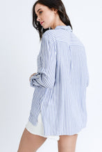 Blue Stripe Button Down Top