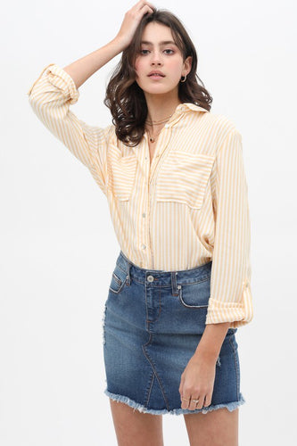 Yellow Stripe Button Down Top