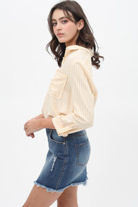 Yellow Stripe Button Down Top