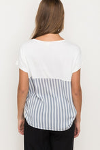 Stripe Bottom V-Neck Top