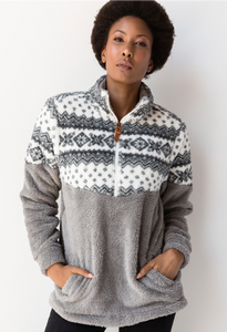 Fair Isle Grey Sherpa Pullover
