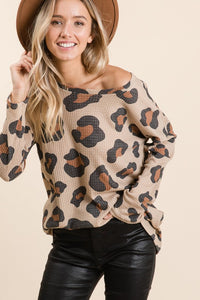 Taupe Leopard Waffle Top