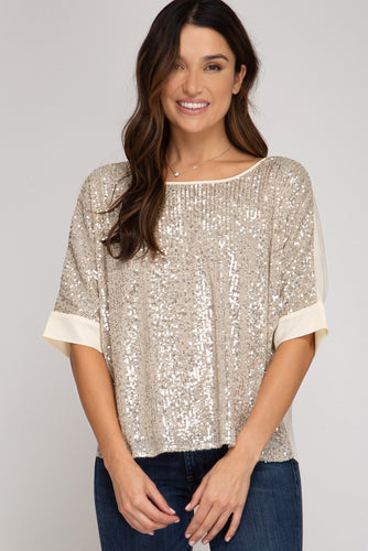 Gold Sequin Dolman Top