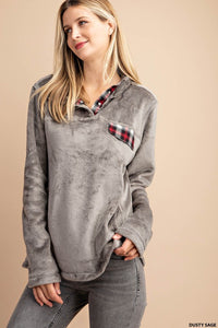 Dusty Sage Fur Pullover