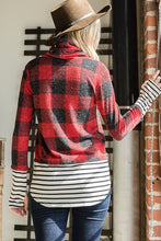 Red Plaid Cowl Neck Sweater