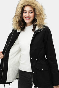 Black Fur Hood Jacket