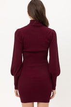 Wine Turtleneck Sweater Dress