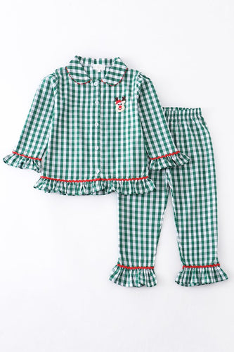 Green Plaid Ruffle Pajamas