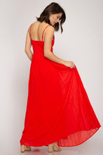 Red Pleated Maxi Dress