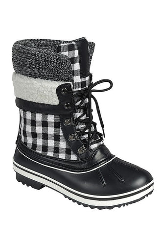Black Checkered Duck Boots
