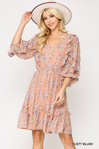 Blush Floral Ruffle Dress