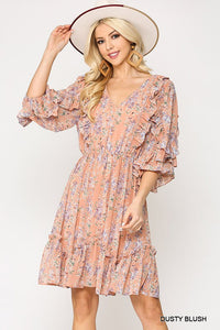 Blush Floral Ruffle Dress