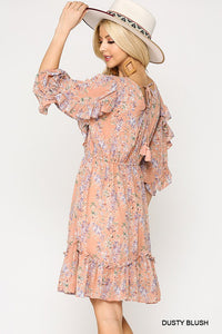 Blush Floral Ruffle Dress