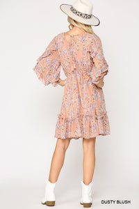 Blush Floral Ruffle Dress