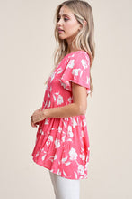 Coral Floral Tiered Top