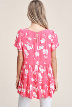 Coral Floral Tiered Top