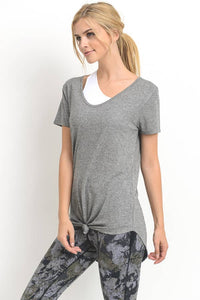 Grey Tie Front Top