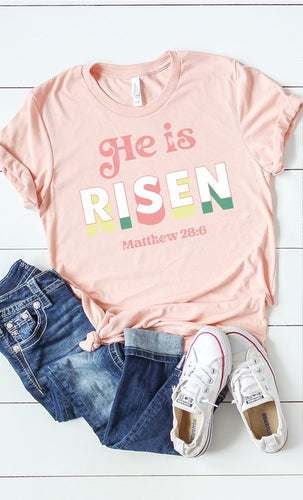 Peach He Is Risen Tee