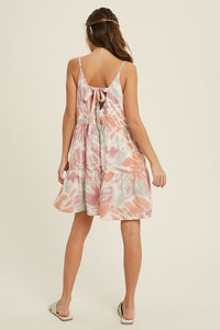 Coral Tie Dye Tiered Dress