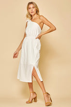 Ivory One Shoulder Midi Dress