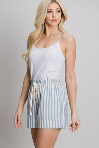 Navy Stripe Paperbag Shorts