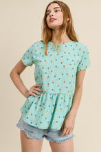 Mint Pineapple Peplum Top