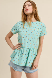 Mint Pineapple Peplum Top