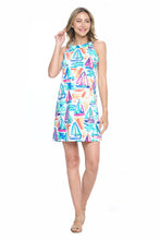 White Sailboat Sleeveless Dress