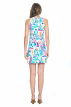 White Sailboat Sleeveless Dress