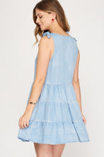 Light Chambray Tiered Dress