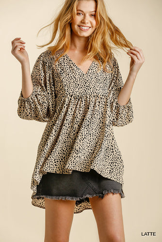 Latte Animal Babydoll Top