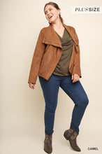 Camel Suede Moto Jacket (Plus)