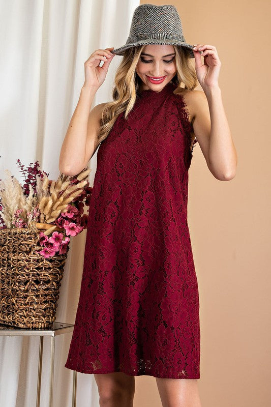 Wine Lace Dress