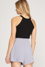 Blue Grey Pleated Shorts