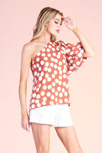Copper Polka Dot One Shoulder Top